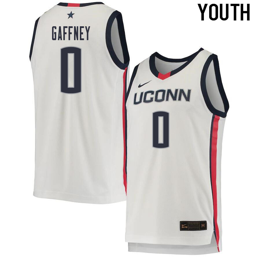 2021 Youth #0 Jalen Gaffney Uconn Huskies College Basketball Jerseys Sale-White
